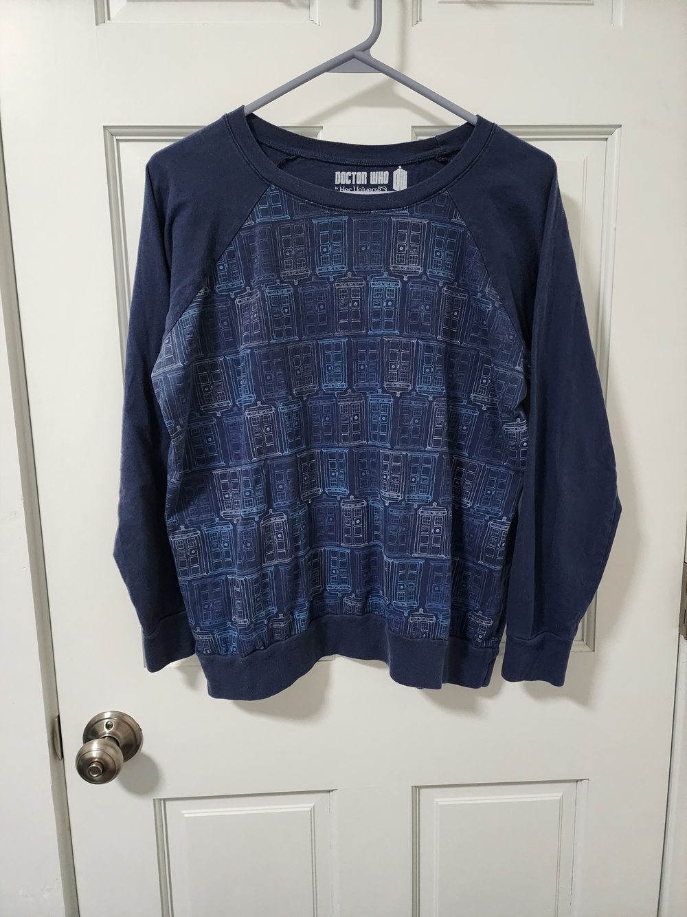 Her Universe Doctor Who Navy Blue TARDIS Crewneck Sweater